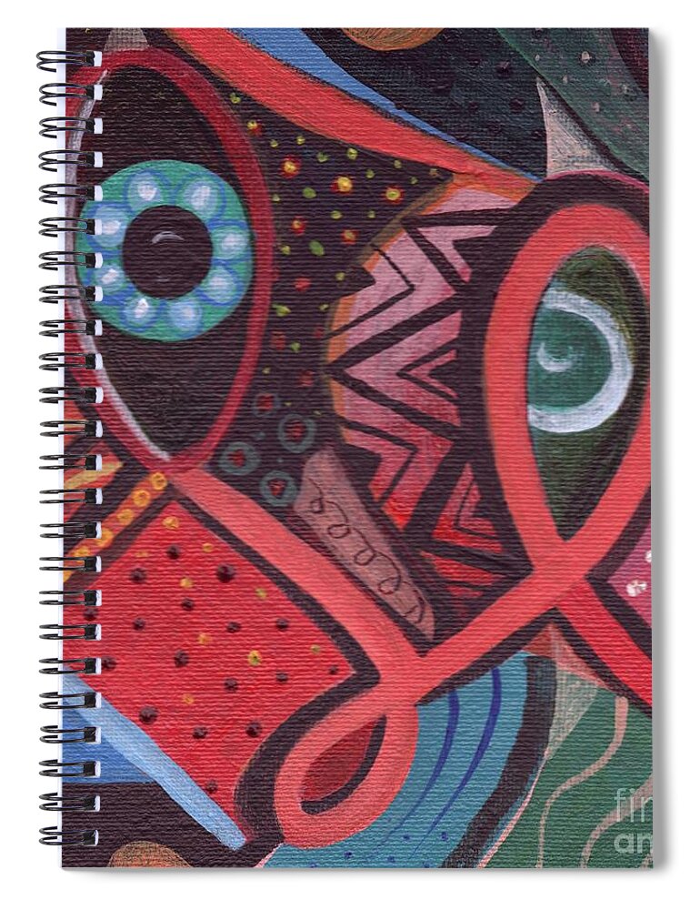 The Joy Of Design Lix By Helena Tiainen Spiral Notebook featuring the painting The Joy of Design L I X by Helena Tiainen