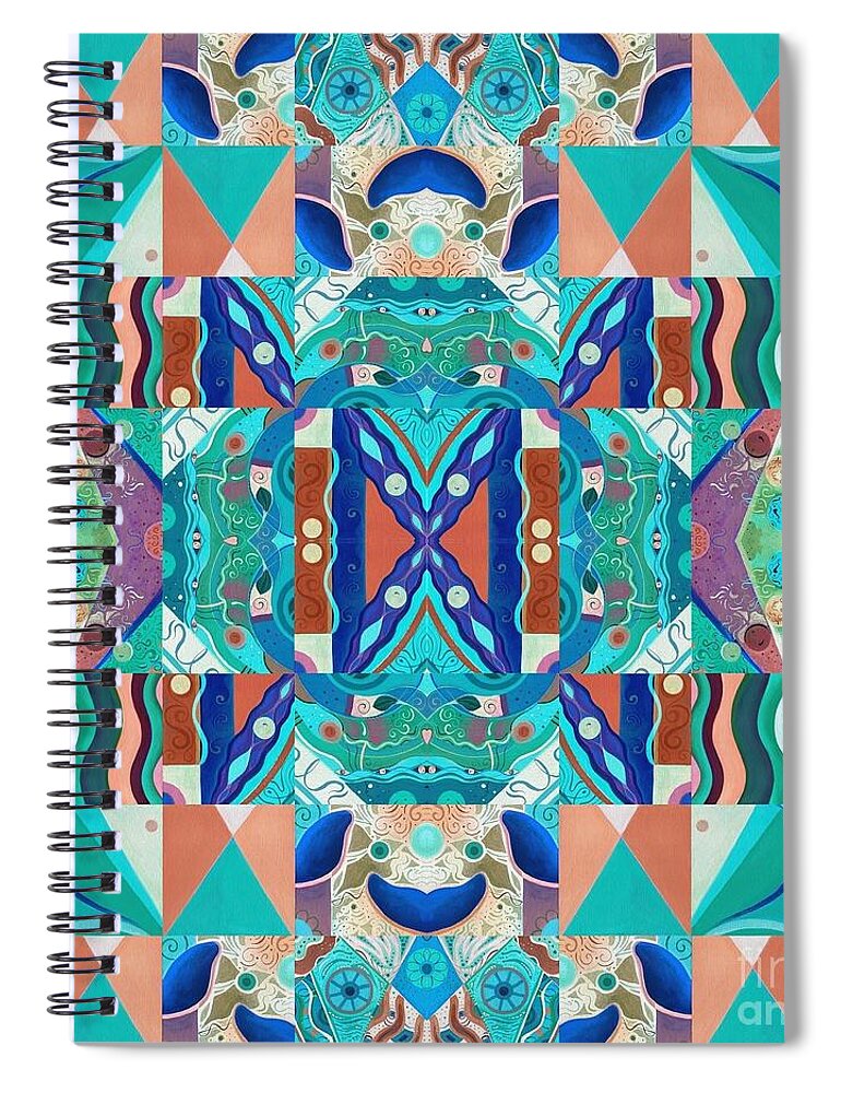 The Joy Of Design Mandala Series Puzzle 8 Arrangement 7 Inverted By Helena Tiainen Spiral Notebook featuring the painting The Joy of Design Mandala Series Puzzle 8 Arrangement 7 Inverted by Helena Tiainen