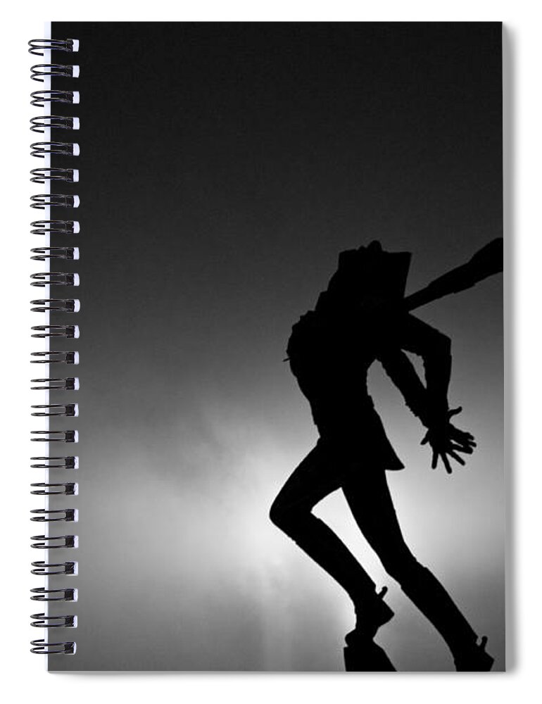 9/11 Related Photography Spiral Notebook featuring the photograph The Katyn Memorial and September 11 Tribute in Light by Alina Oswald