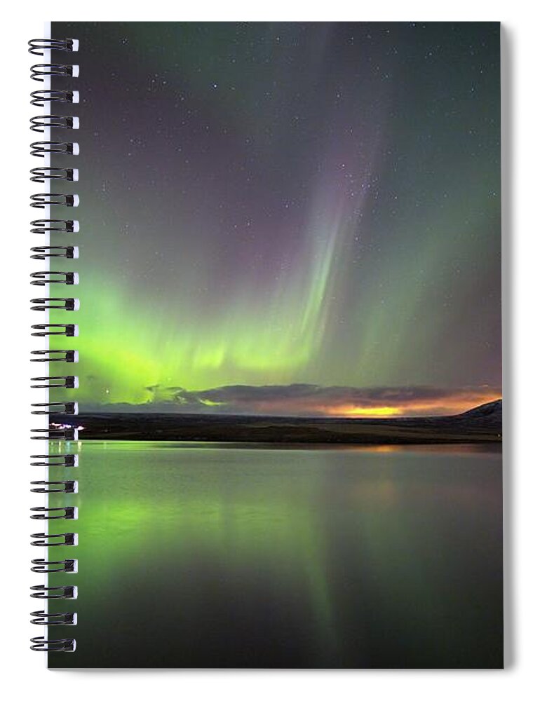 Iceland Spiral Notebook featuring the photograph The Lady and the Lake by Christopher Mathews