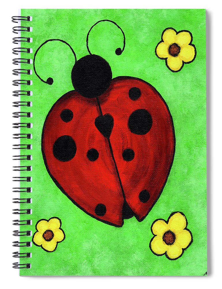 Flower Spiral Notebook featuring the painting The Lady by Meghan Elizabeth