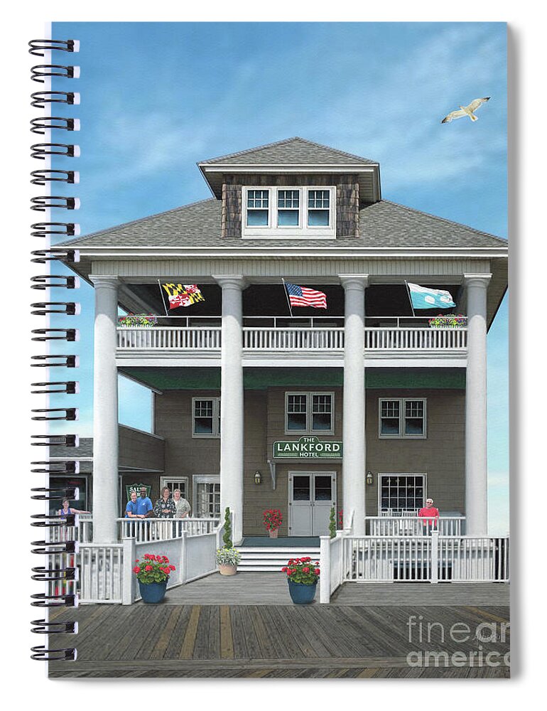 The Lankford Hotel Spiral Notebook featuring the drawing The Lankford Hotel by Albert Puskaric