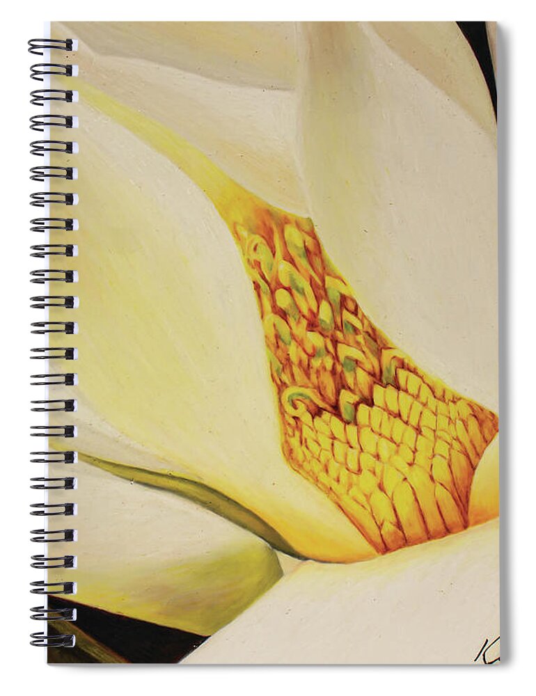 Magnolia Spiral Notebook featuring the drawing The Last Magnolia by Kelly Speros