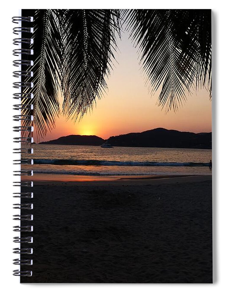 Palm Silhouette Spiral Notebook featuring the photograph The Last Rays by Rosanne Licciardi