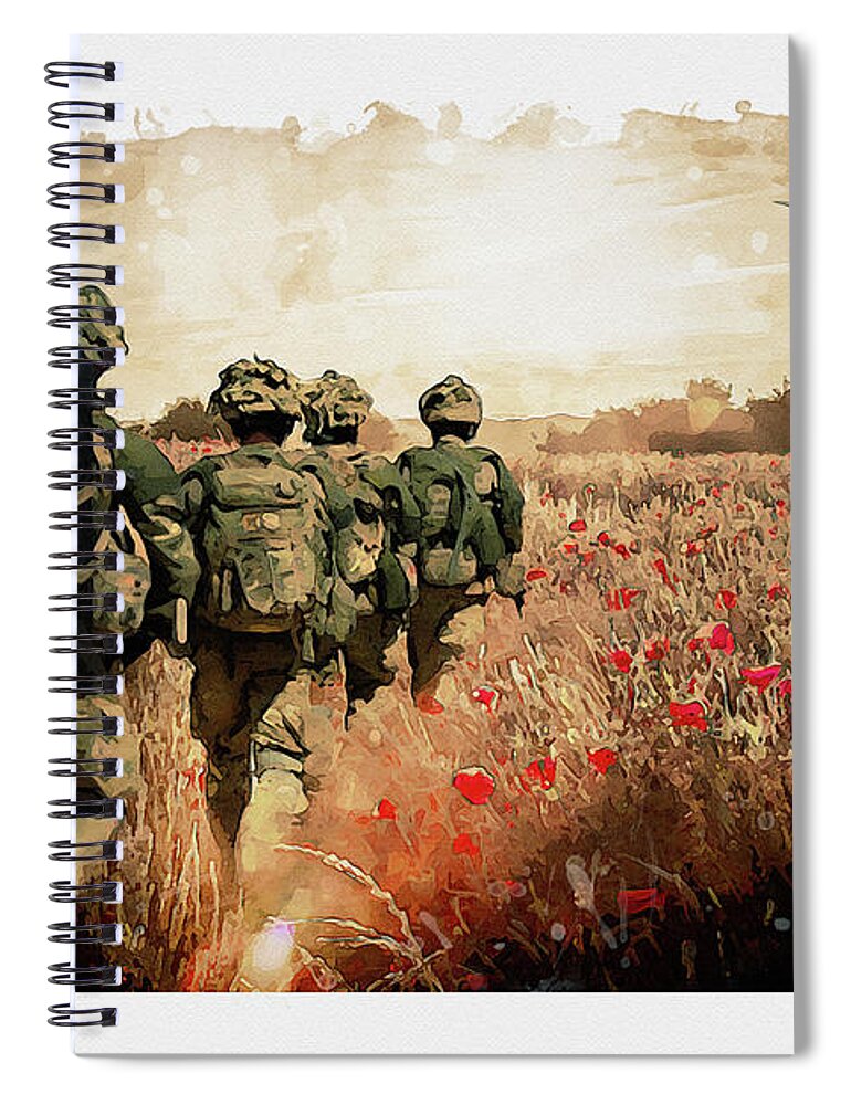 Soldiers And Poppies Spiral Notebook featuring the digital art The Last Ride by Airpower Art