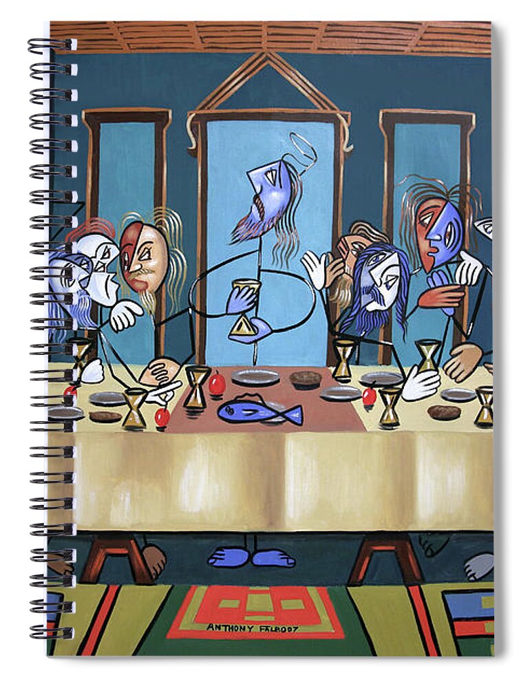 The Last Supper Spiral Notebook featuring the painting The Last Supper by Anthony Falbo