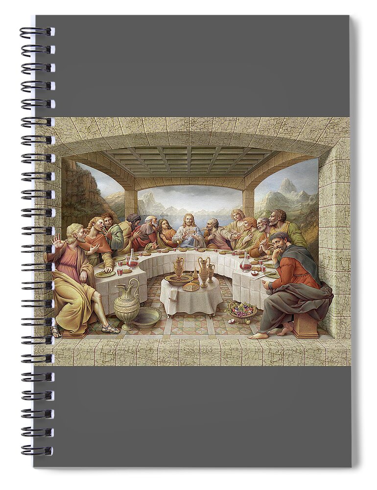 Christian Art Spiral Notebook featuring the painting The Last Supper by Kurt Wenner