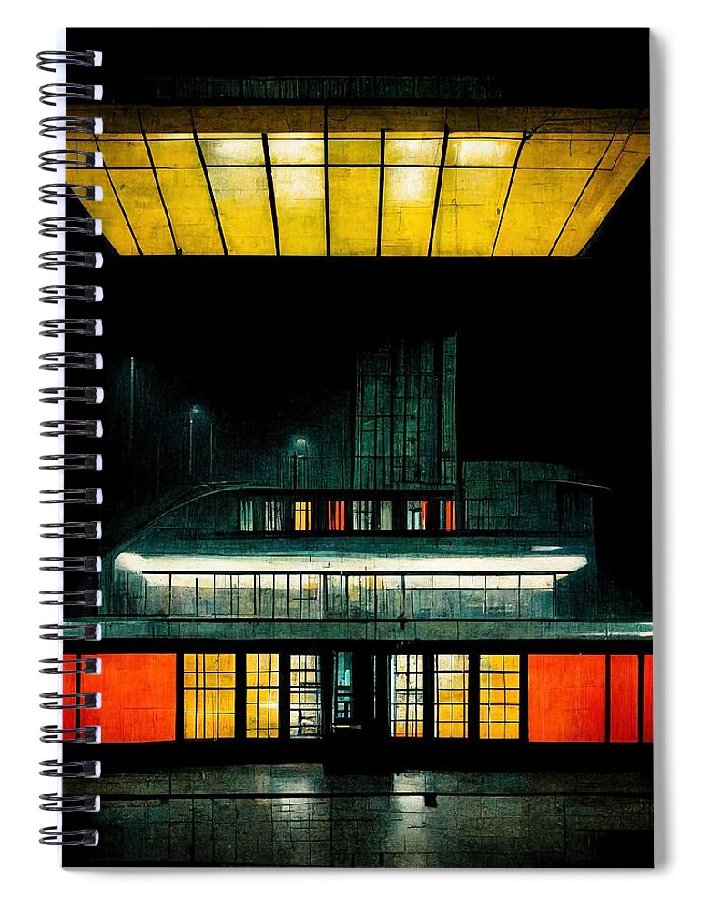 Train Station Spiral Notebook featuring the digital art The Last Train by Nickleen Mosher