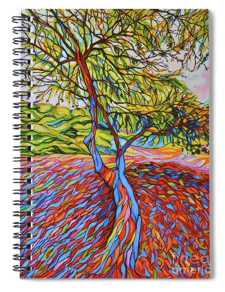 Tree Spiral Notebook featuring the painting The Laying Tree by Elaine Berger
