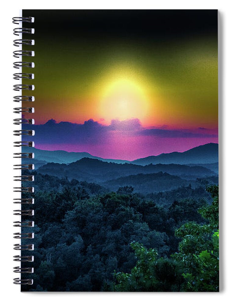 Light Spiral Notebook featuring the photograph The Light Beyond the Mountains by Demetrai Johnson
