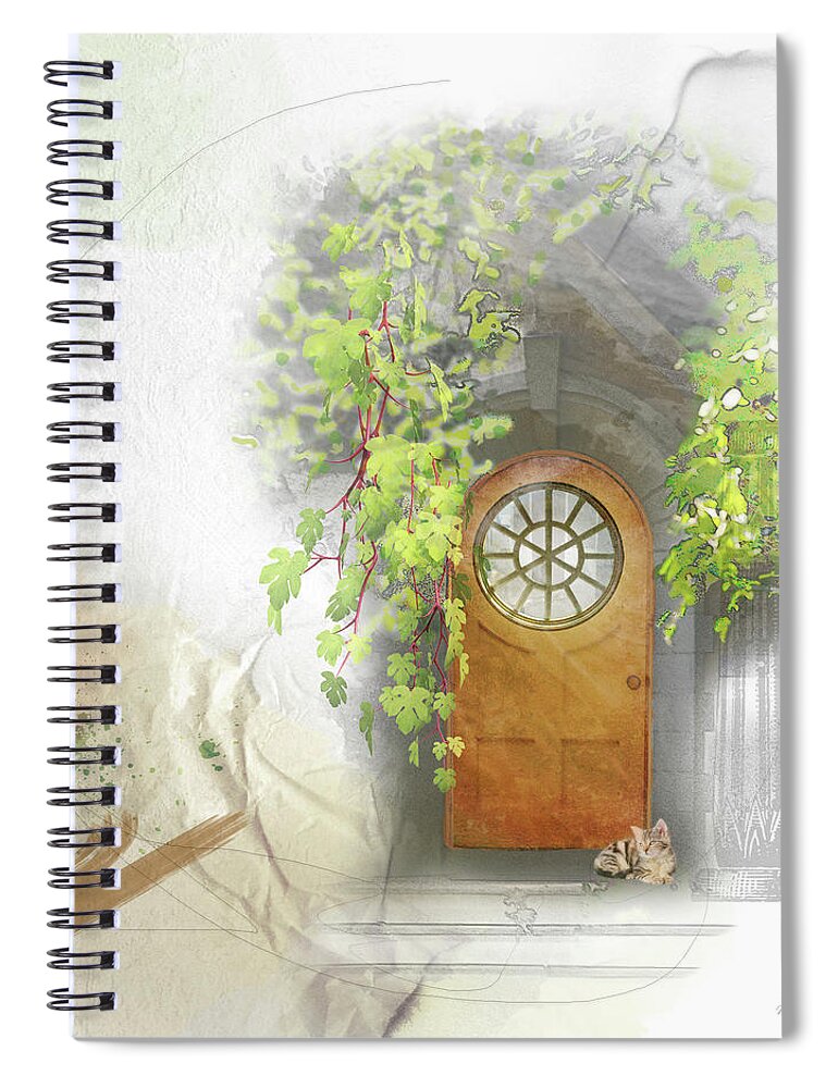 Door Spiral Notebook featuring the mixed media The Light Within by Moira Law