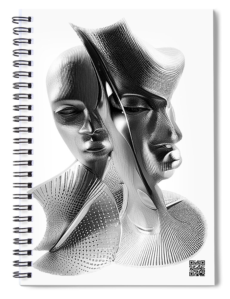 Portrait Spiral Notebook featuring the digital art The Listener by Rafael Salazar