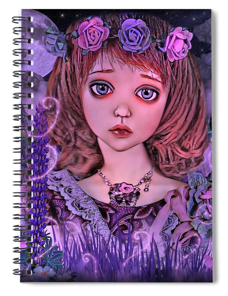 Digital Art Spiral Notebook featuring the digital art The Little Flower Girl by Artful Oasis