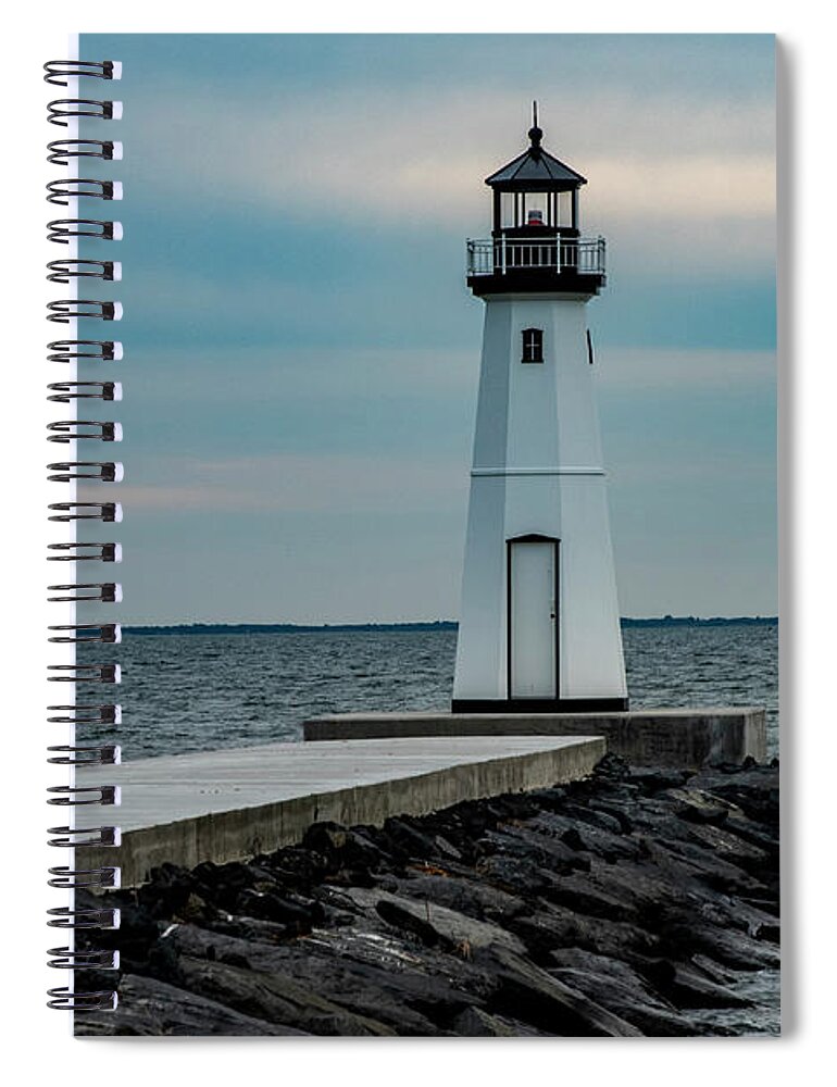 Jetty Spiral Notebook featuring the photograph The Little Lighthouse by Cathy Kovarik