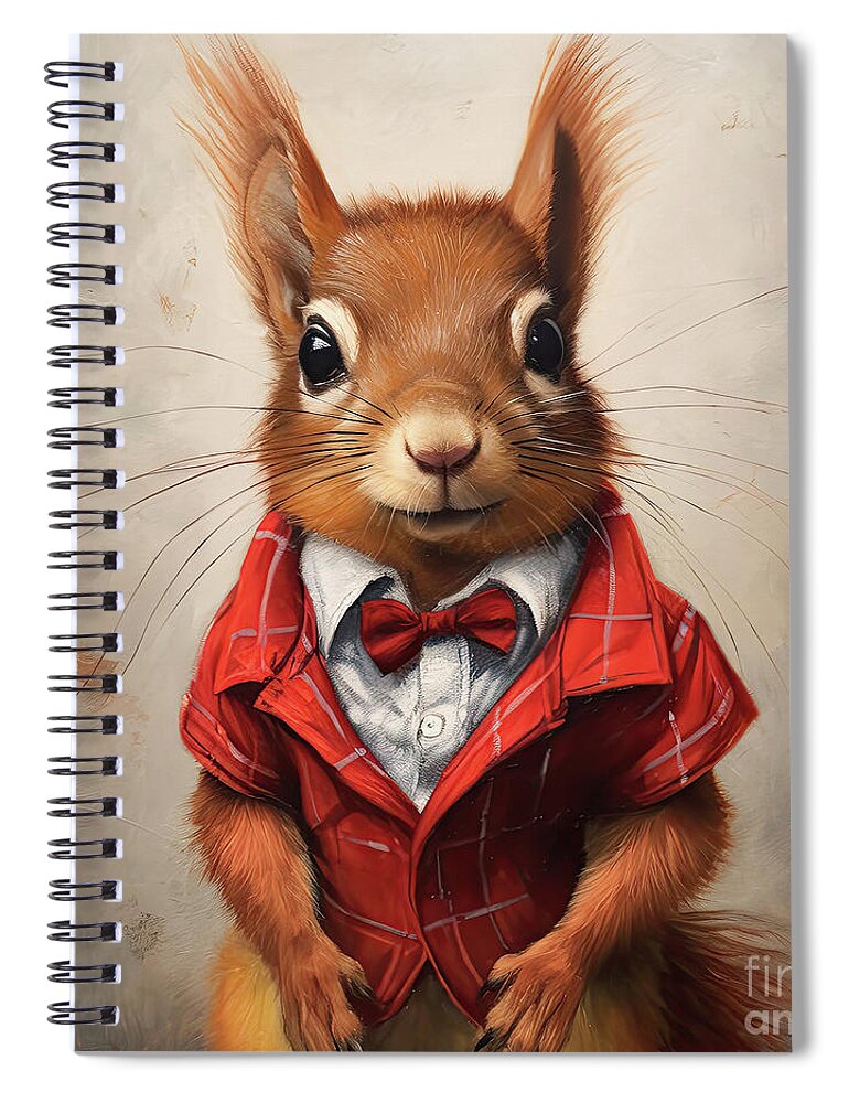 Squirrel Spiral Notebook featuring the painting The Little Preppy by Tina LeCour