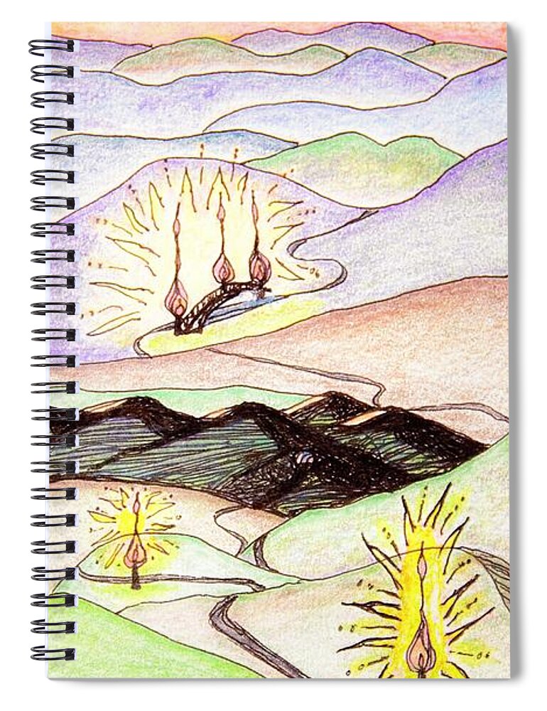 Journey Spiral Notebook featuring the drawing The Long Journey by Karen Nice-Webb