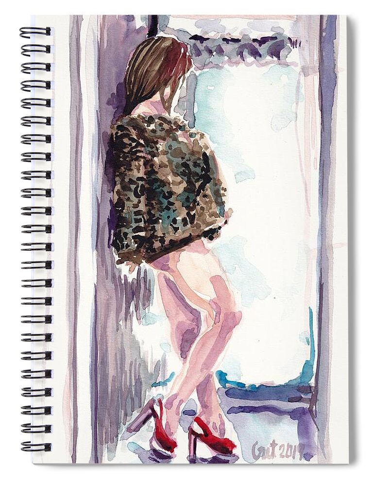 Woman Spiral Notebook featuring the painting The Long Wait by George Cret