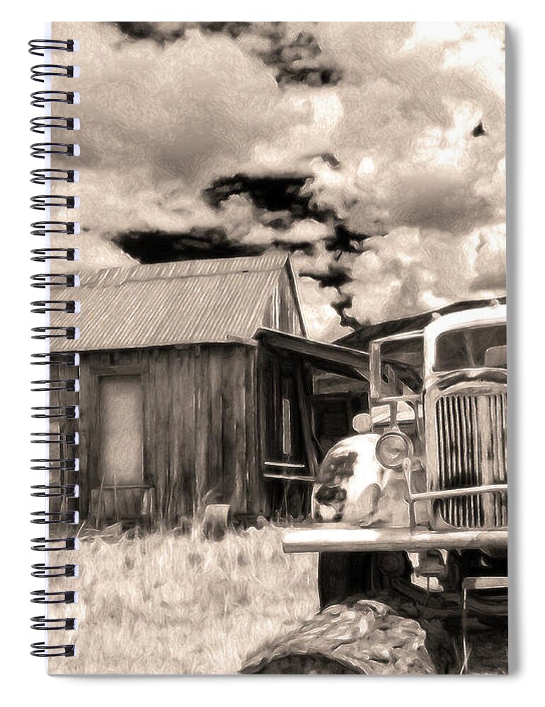 Mack Spiral Notebook featuring the photograph The Mack and the Shack by Joe Schofield