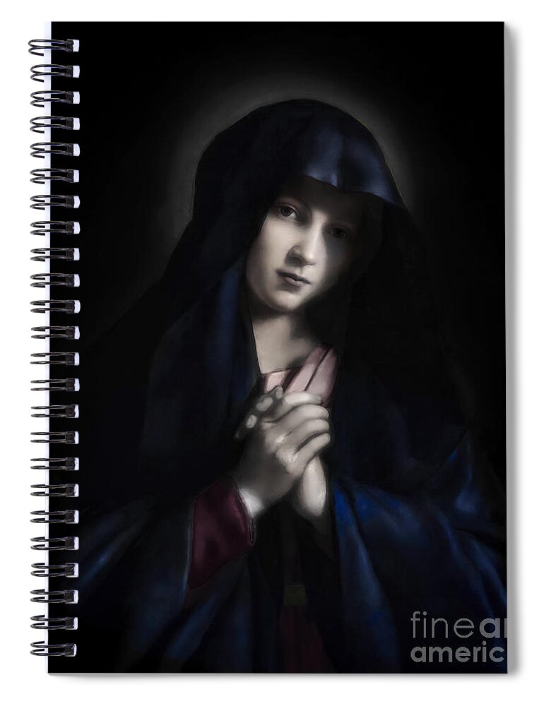 The Madonna At Prayer Spiral Notebook featuring the photograph The Madonna At Prayer by Giovanni Battista Salvi da Sassoferrato by Carlos Diaz