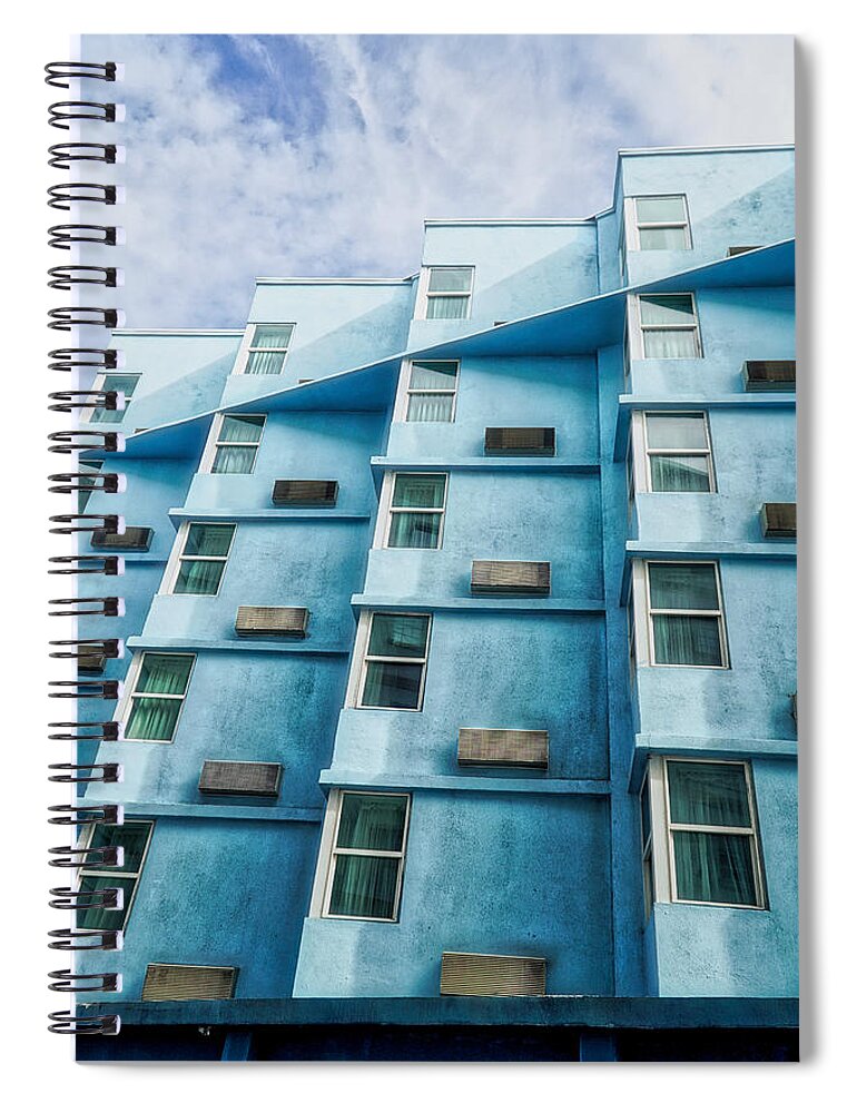 Architecture Spiral Notebook featuring the photograph The Magic Blue Building by Montez Kerr