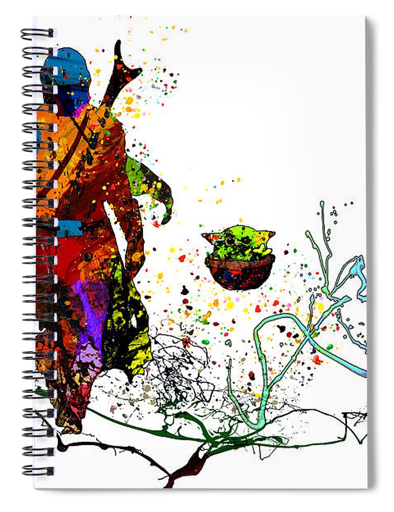 Watercolour Spiral Notebook featuring the mixed media The Mandalorian 01 by Miki De Goodaboom