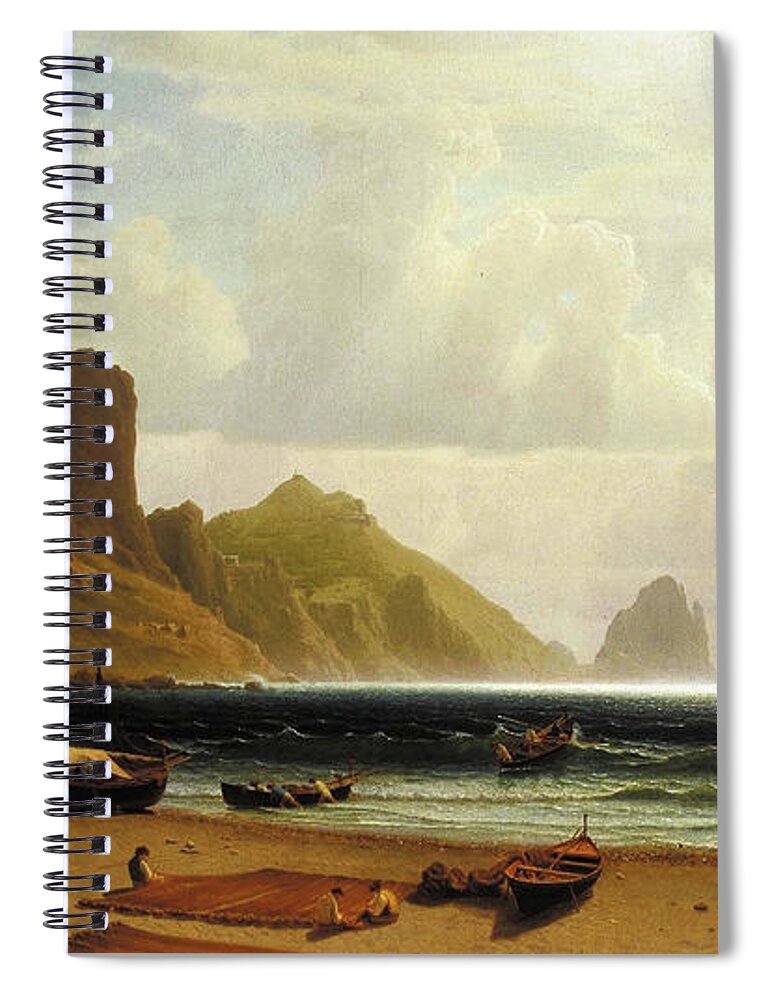 Marina Spiral Notebook featuring the painting The Marina Piccola at Capri by Albert Bierstadt
