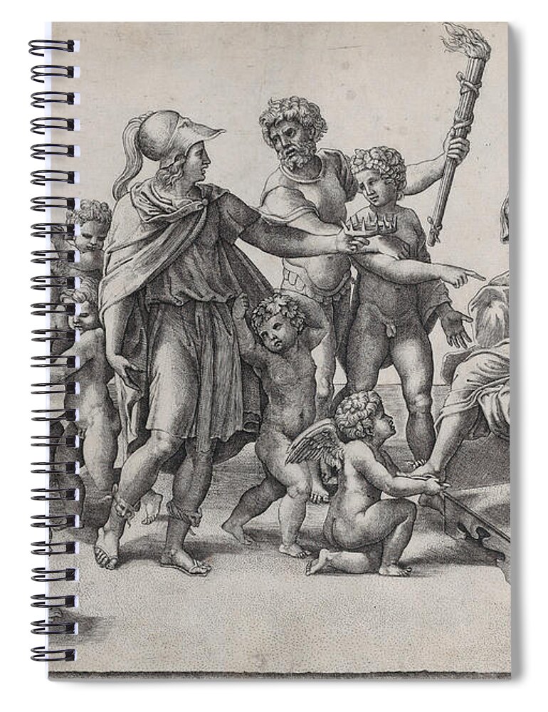 Giovanni Jacopo Caraglio Spiral Notebook featuring the drawing The marriage of Alexander and Roxana by Giovanni Jacopo Caraglio
