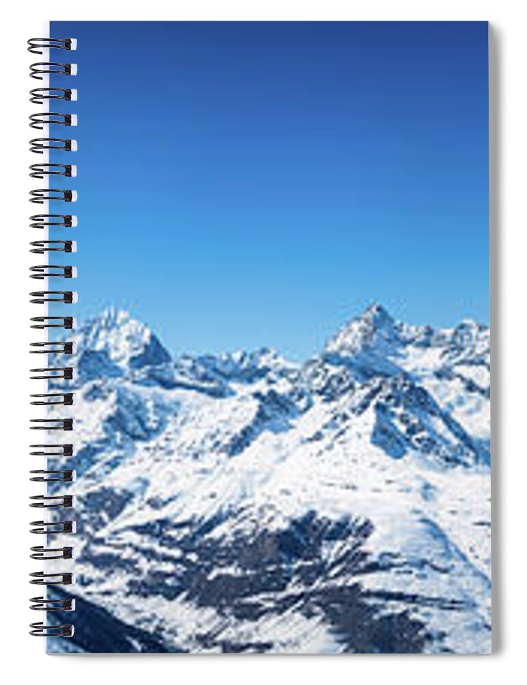 Alpine Spiral Notebook featuring the photograph The Matterhorn and Swiss Mountains Panorama by Rick Deacon