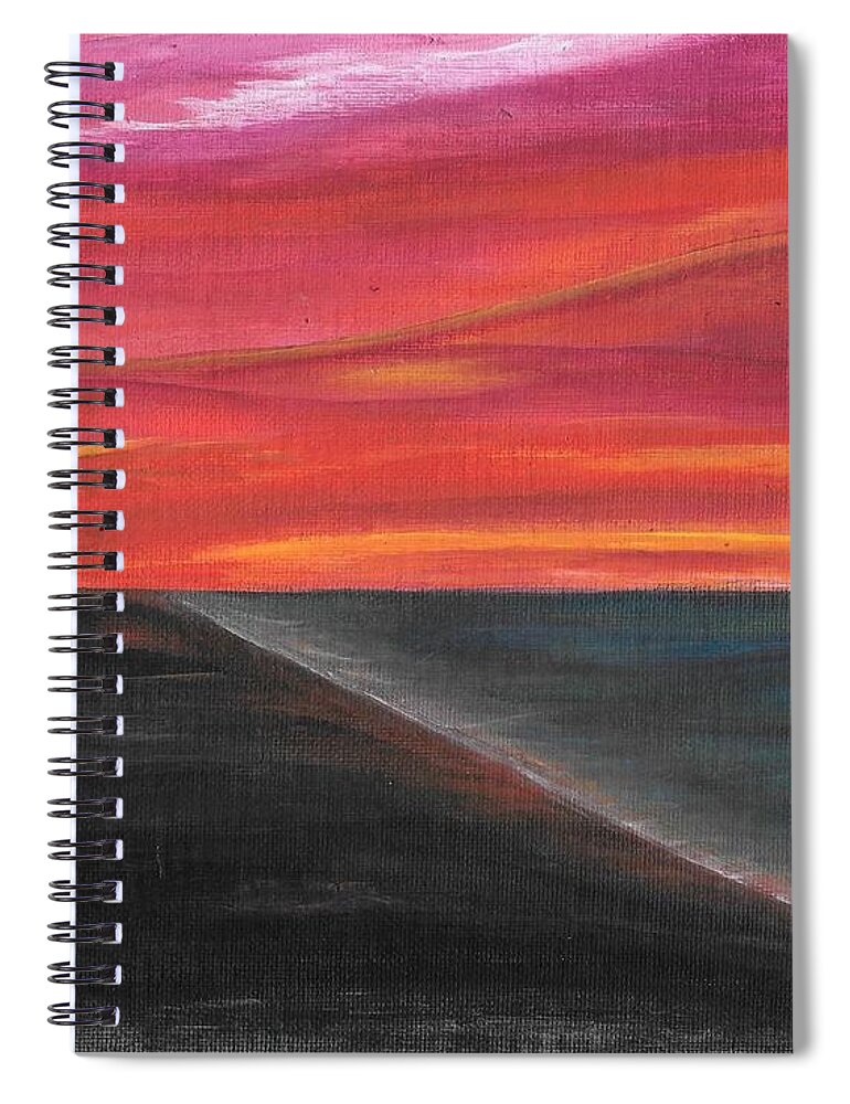 Sky. Sunset Spiral Notebook featuring the painting The Meeting by Esoteric Gardens KN