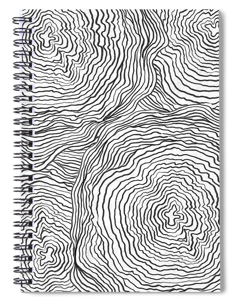 Minimal Spiral Notebook featuring the digital art The Memory Of Trees 03 - Minimal, Modern - Monochromatic Contemporary Abstract by Studio Grafiikka