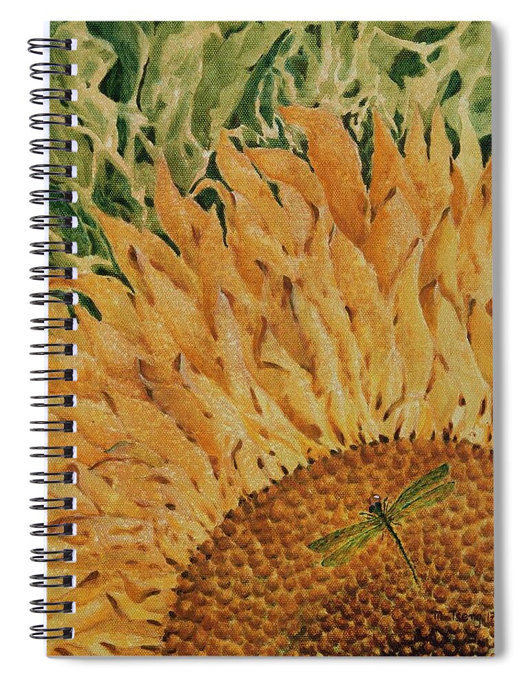 Sunflower Spiral Notebook featuring the painting The messenger by Milly Tseng
