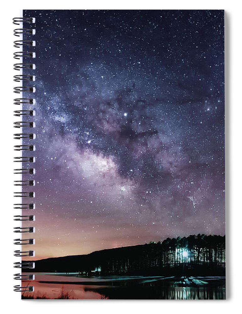 Milky Way Spiral Notebook featuring the photograph The Milky Way Over Cove Lake by James Barber
