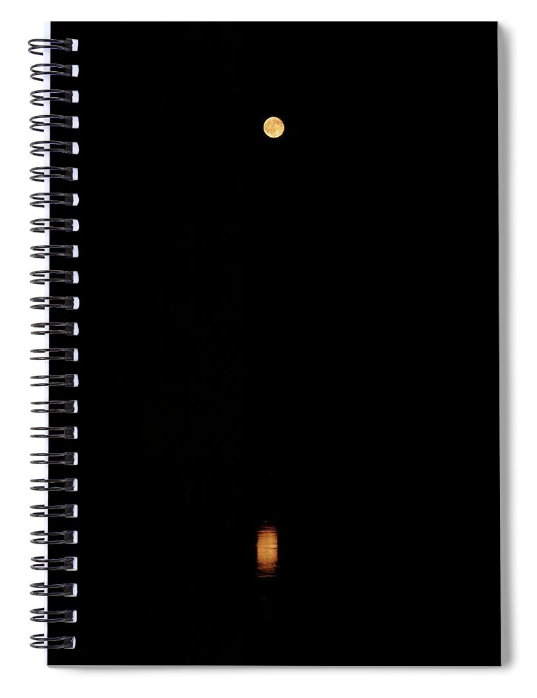 Skyscape Spiral Notebook featuring the photograph The Moon and the Lake by Karine GADRE