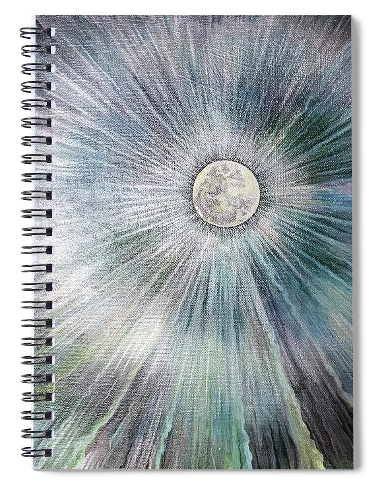 Full Moon Spiral Notebook featuring the painting The Moon in the Womb by Jackie Ryan