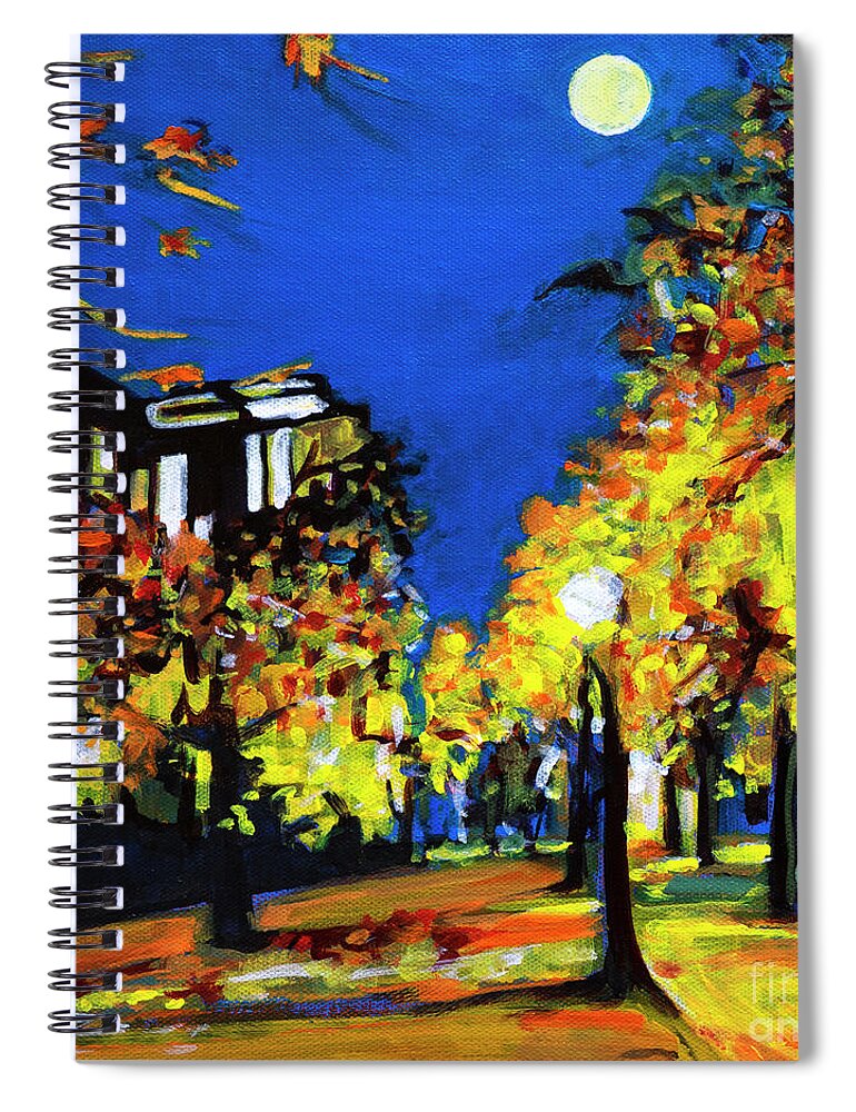 Cityscape Spiral Notebook featuring the painting The Moon Magic Whispers by Tanya Filichkin