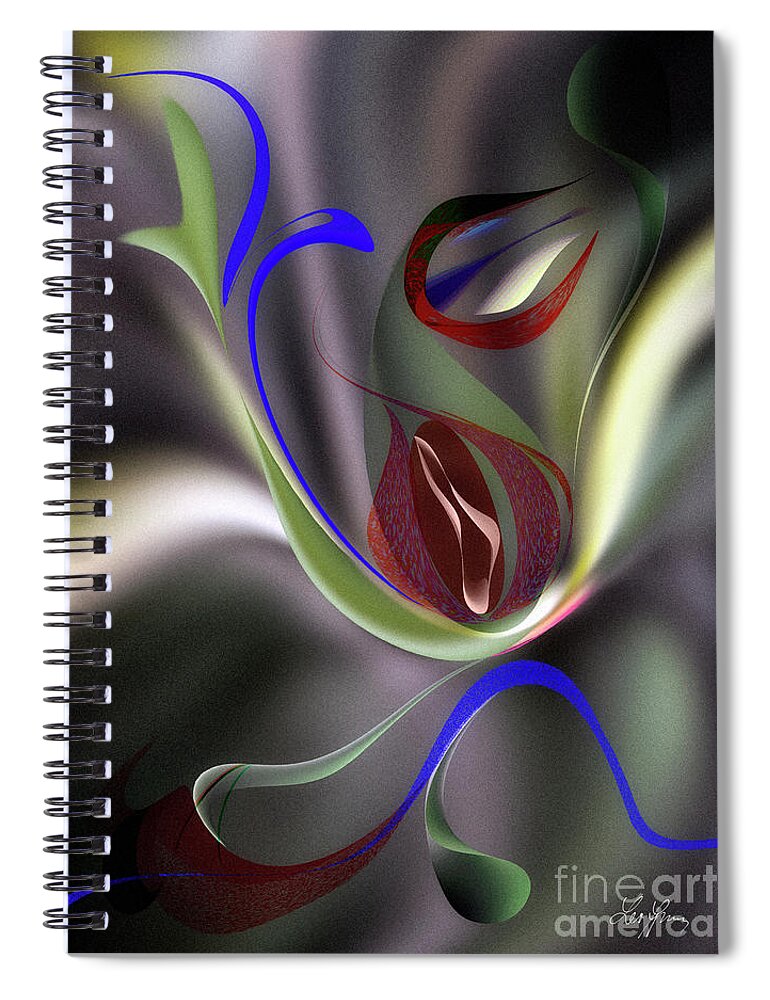 Mystery Spiral Notebook featuring the digital art The Mystery Of The Shape Of Flowers by Leo Symon