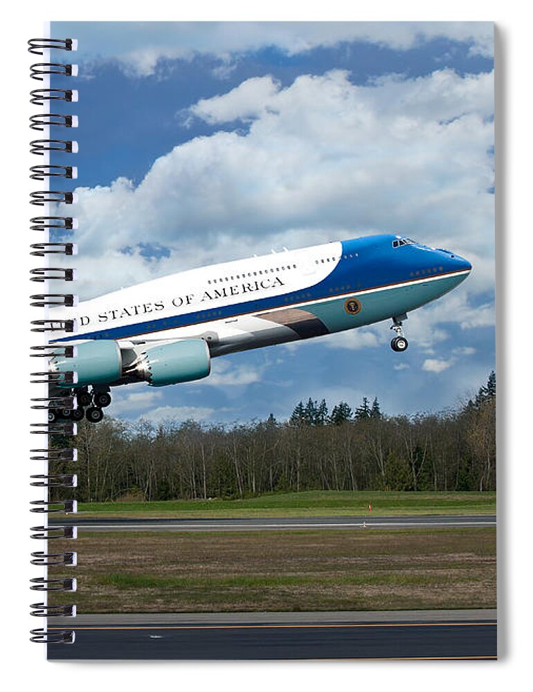 Air Force One Spiral Notebook featuring the digital art The New VC-25 Air Force One by Custom Aviation Art