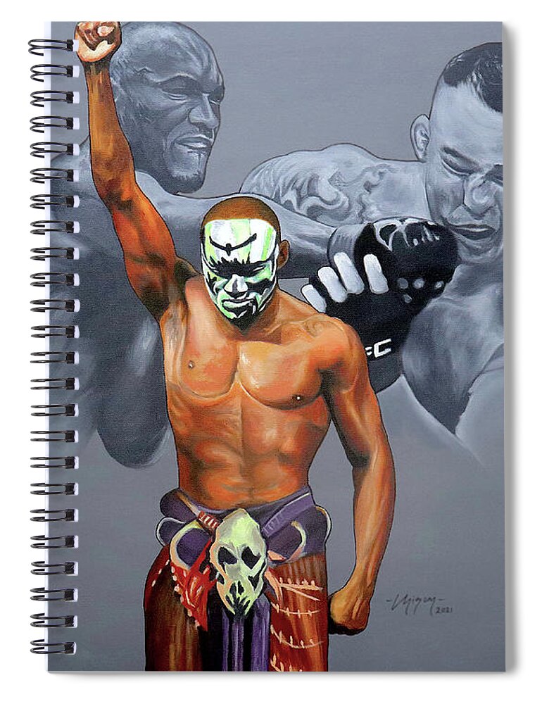 Masked Fighter Spiral Notebook featuring the painting The Nigerian Nightmare by Martial Mind