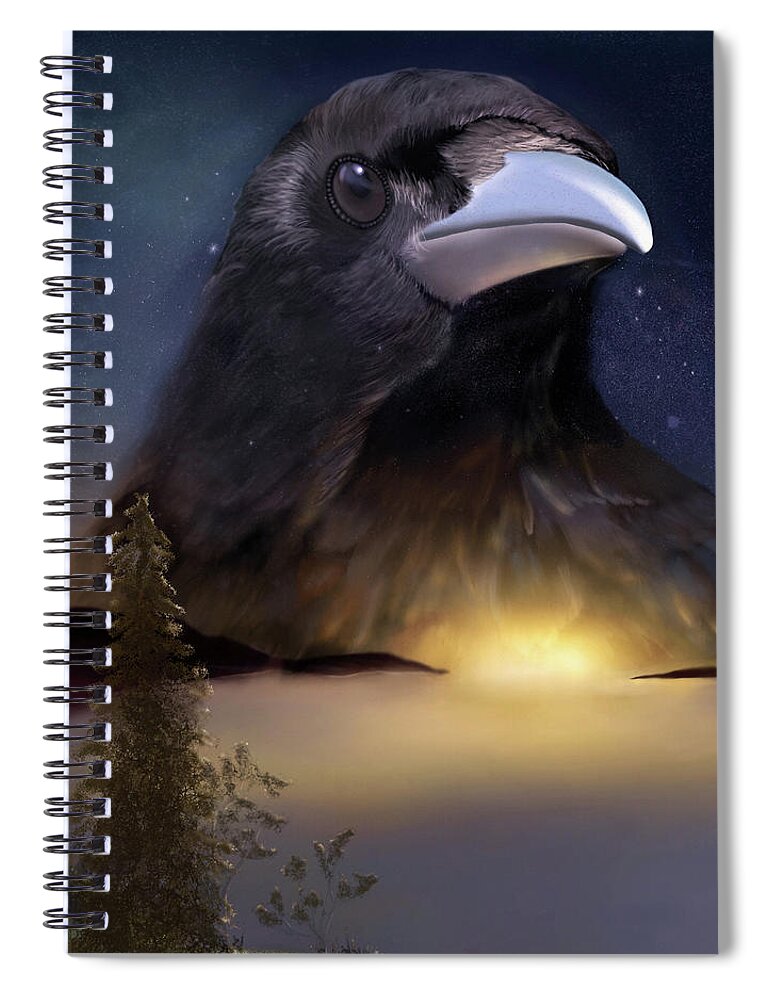 Crow Spiral Notebook featuring the digital art The Night Watch by Sand And Chi