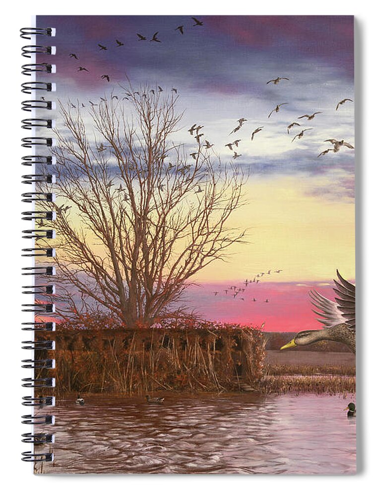 Mallards Spiral Notebook featuring the painting The Oak Tree by Glenn Pollard
