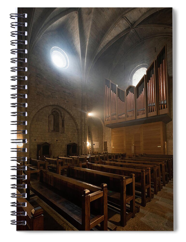 Instrument Spiral Notebook featuring the photograph The Organ of Leyre Monastery by Micah Offman