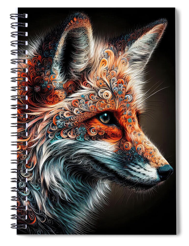 Fox Spiral Notebook featuring the photograph The Ornate Guardian of the Enchanted Forest by Bill and Linda Tiepelman