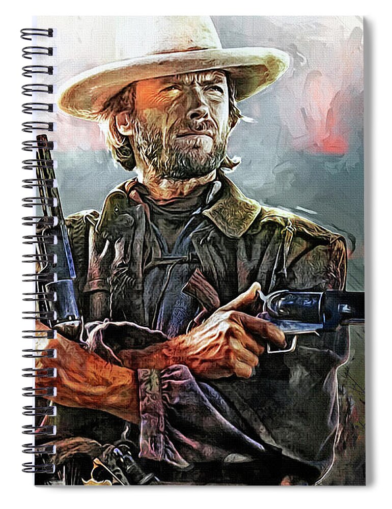 Clint Eastwood Spiral Notebook featuring the digital art The Outlaw Josey Wales by Mal Bray