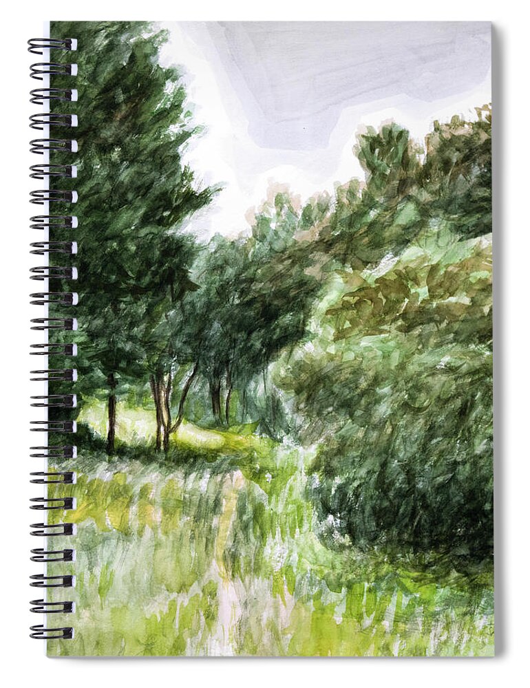 Landscape Spiral Notebook featuring the painting The Path by Hans Egil Saele
