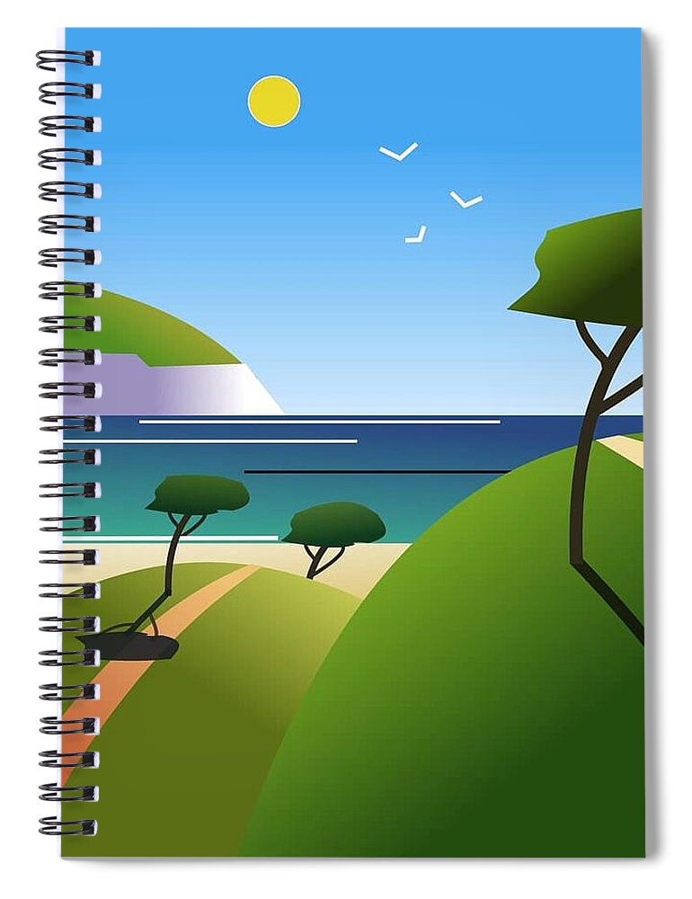Beach Spiral Notebook featuring the digital art The path to the beach by Fatline Graphic Art