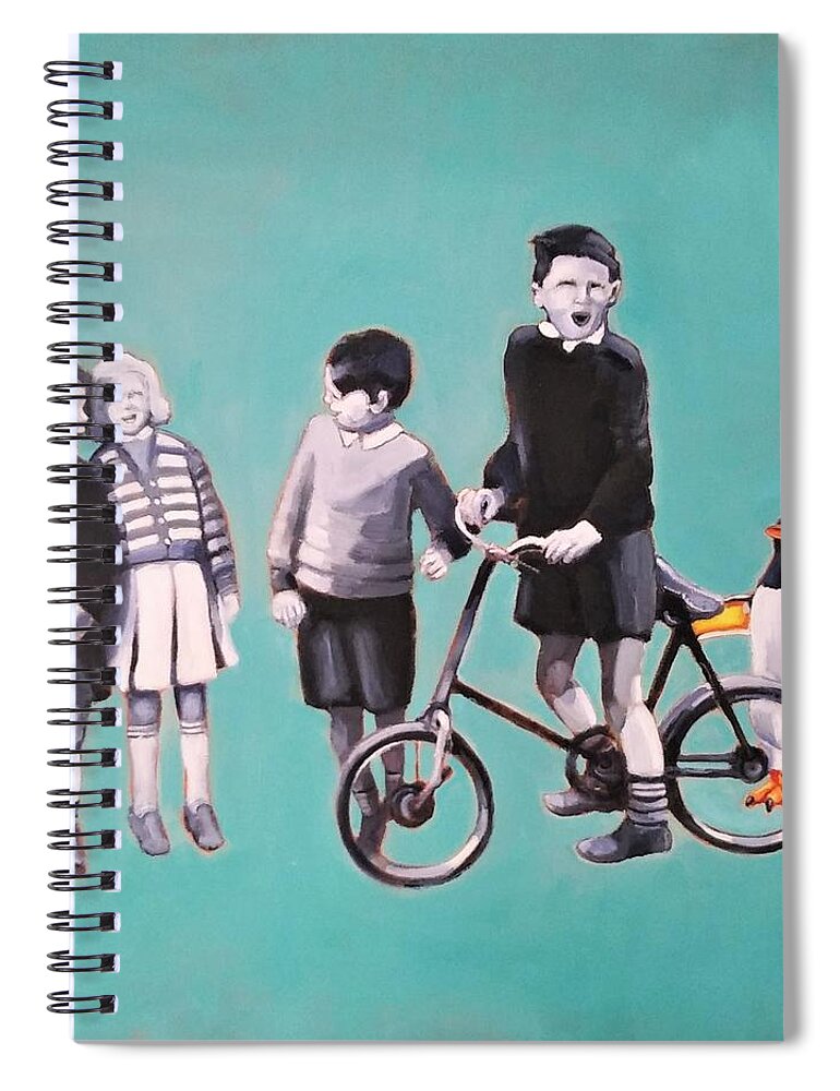 Children Spiral Notebook featuring the painting The Penguin Club by Jean Cormier