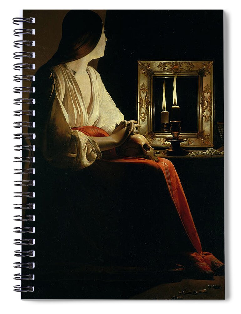 17th Century Spiral Notebook featuring the painting The Penitent Magdalen, circa 1640 by Georges de La Tour