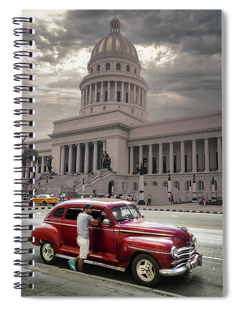 Cuba Spiral Notebook featuring the photograph The People at the Capitolio by Micah Offman