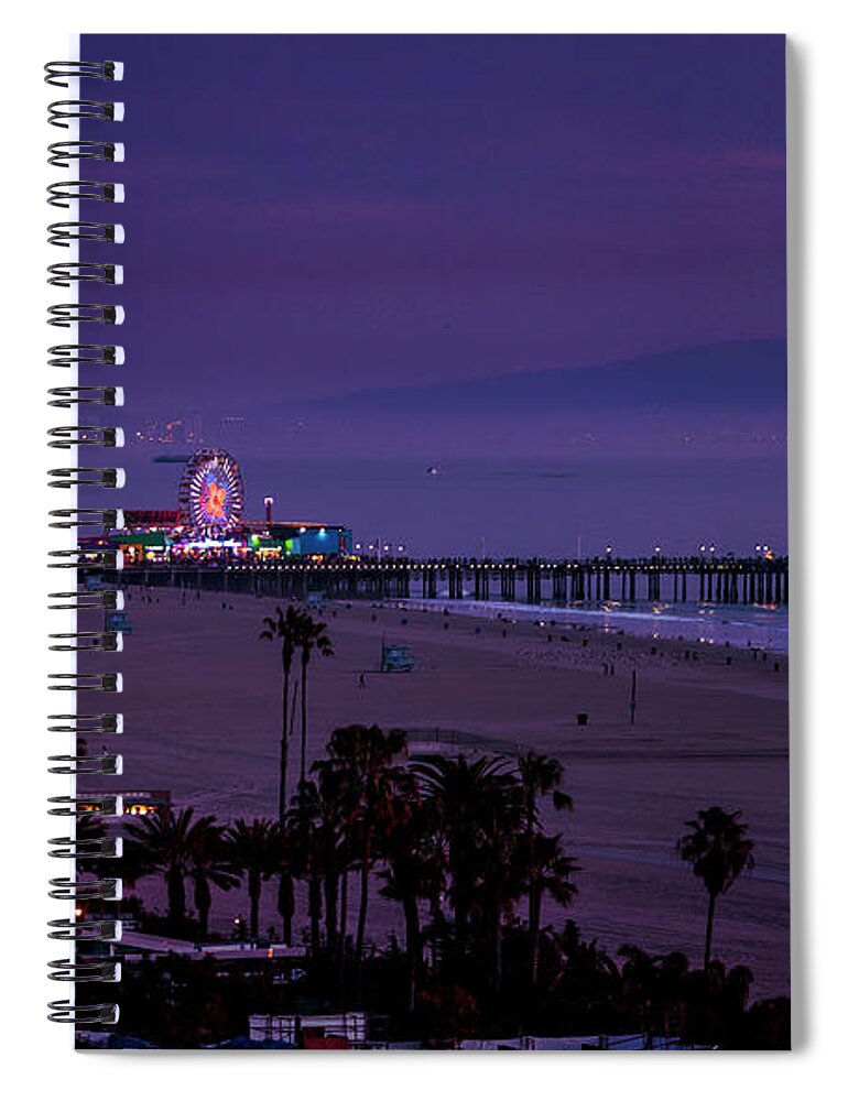  Santa Monica Pier At Night Spiral Notebook featuring the photograph The Pier After Dark by Gene Parks