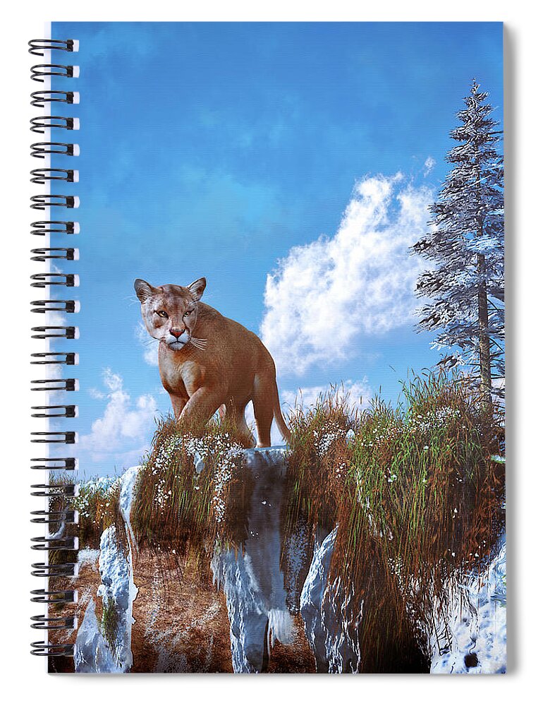 Animal Spiral Notebook featuring the digital art The Prowler by Ken Morris